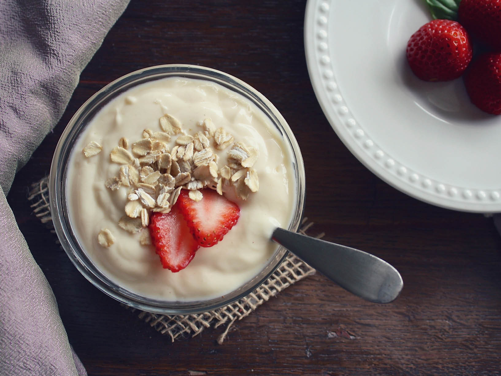 yogurt with granola and strawberries