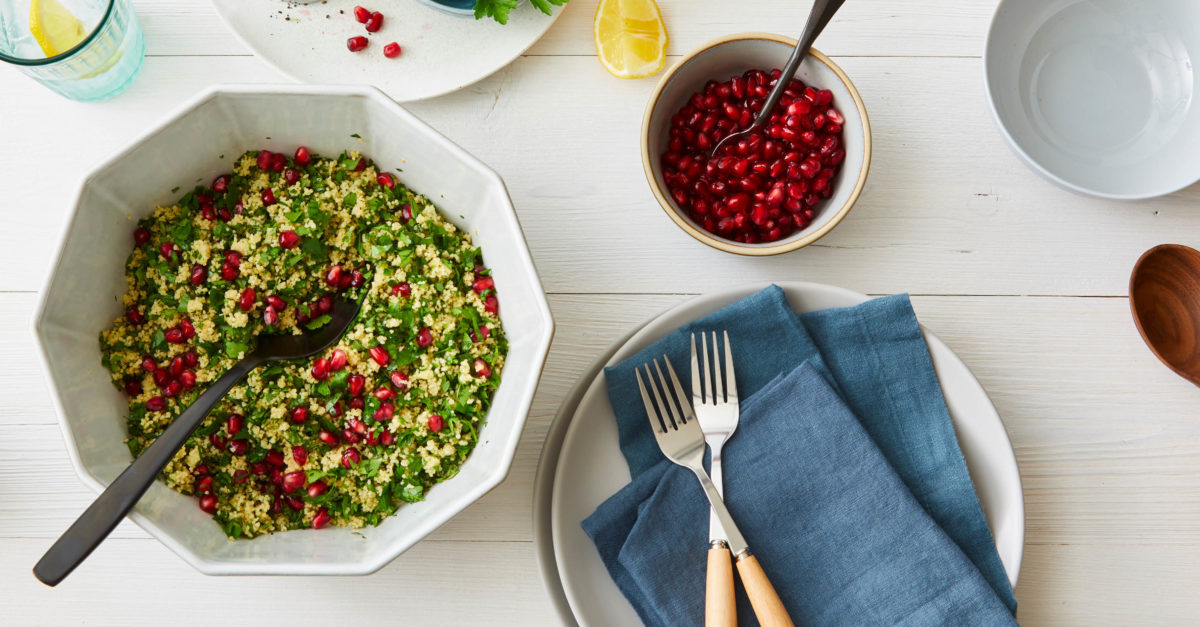 Whole Wheat Couscous Tabbouleh with Pomegranate Seeds Start Healthy