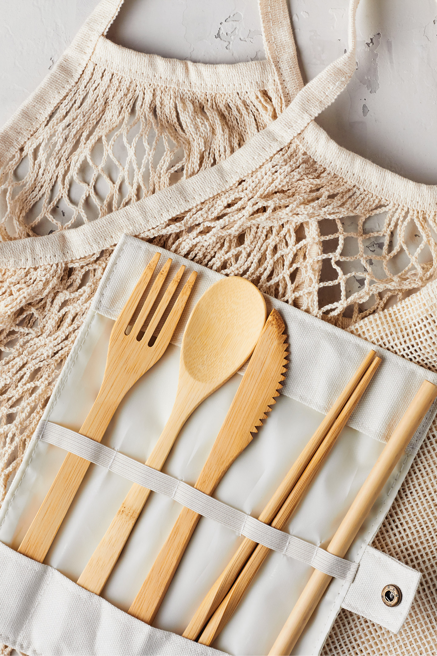 bamboo utensils and an apron