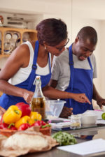 two people taking a cooking class