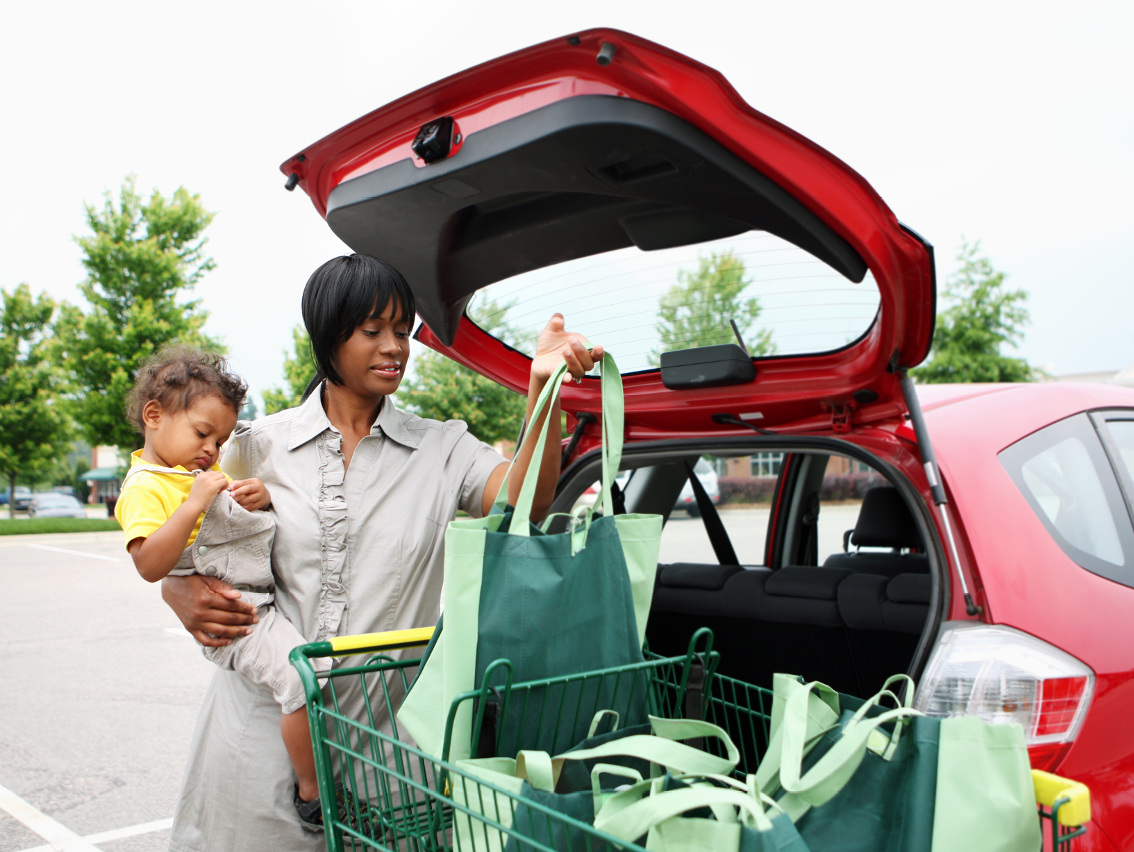 person loading groceries in car