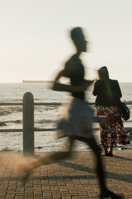 Out of focus image of man running