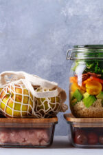 Food stored in glass containers