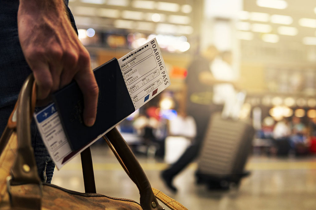Boarding pass in airport