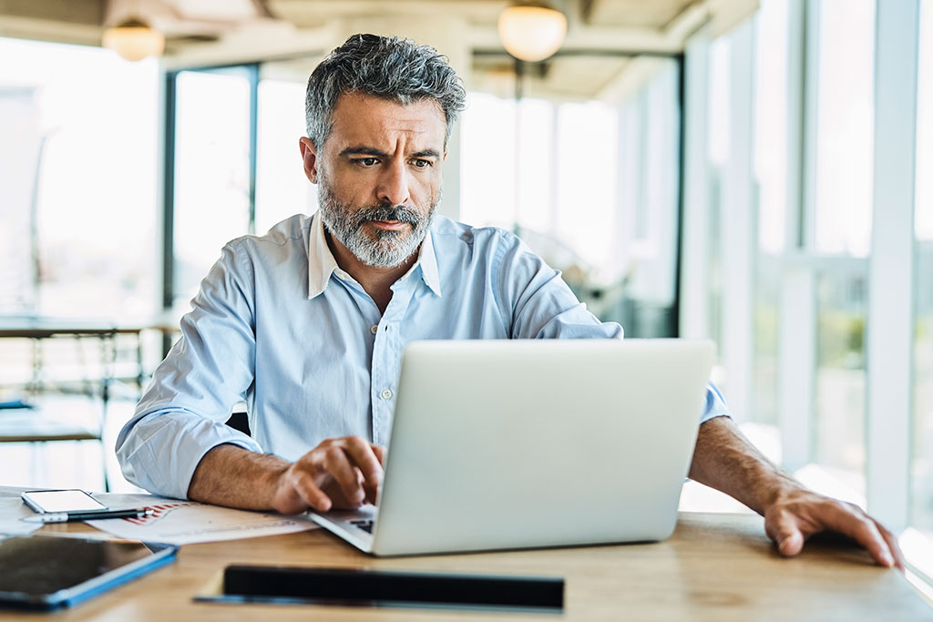 Man working on laptop