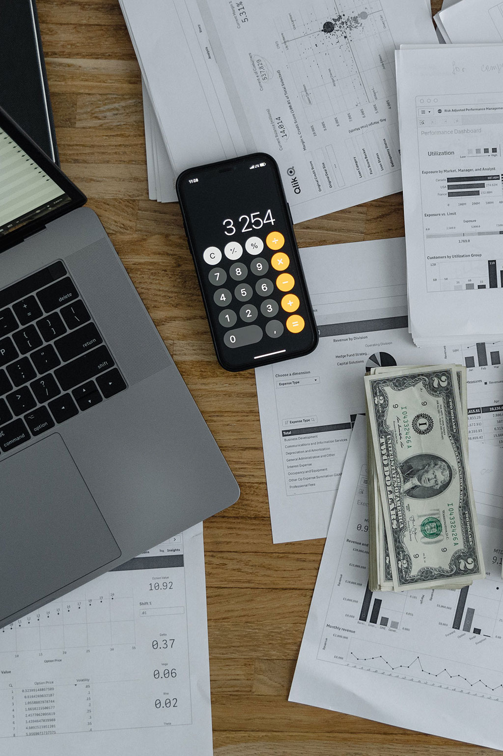 Budgeting finances on desk