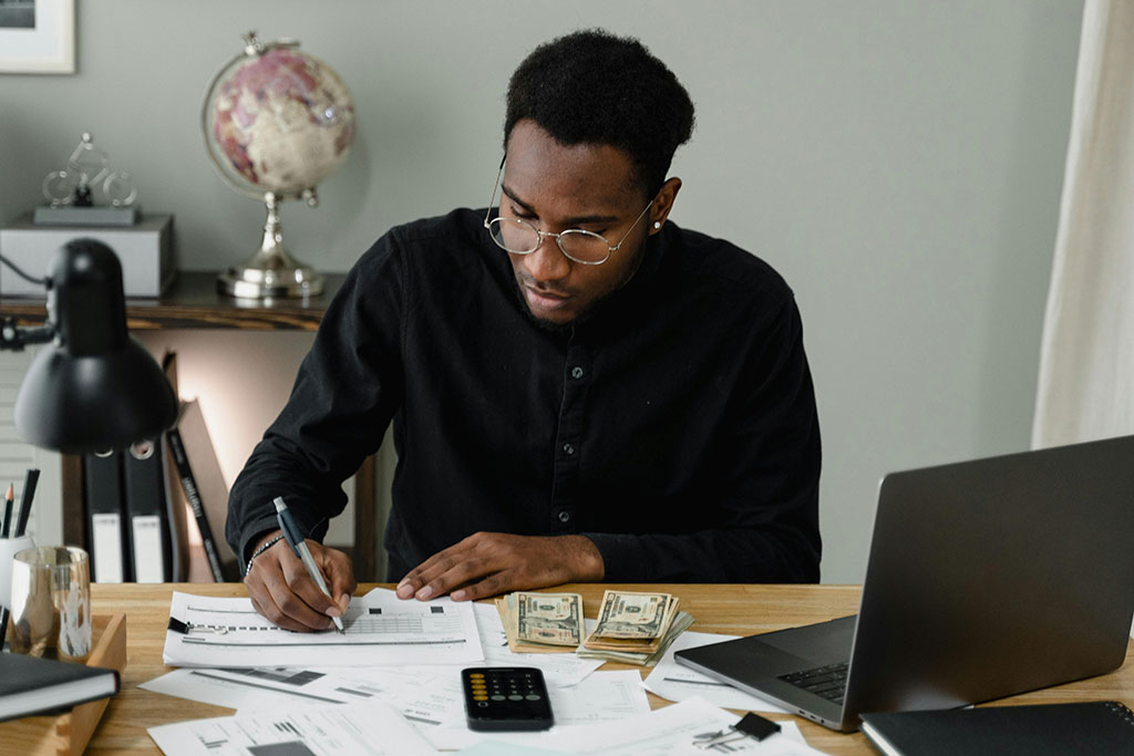 Man going over finances