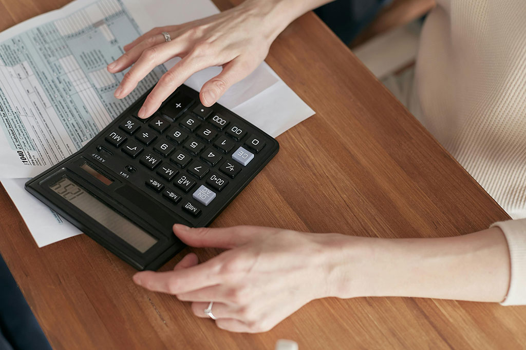 Woman going through taxes