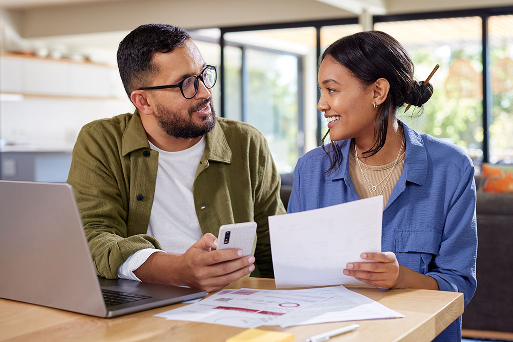 Couple going through finances