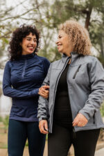 Mom and older daughter on a walk