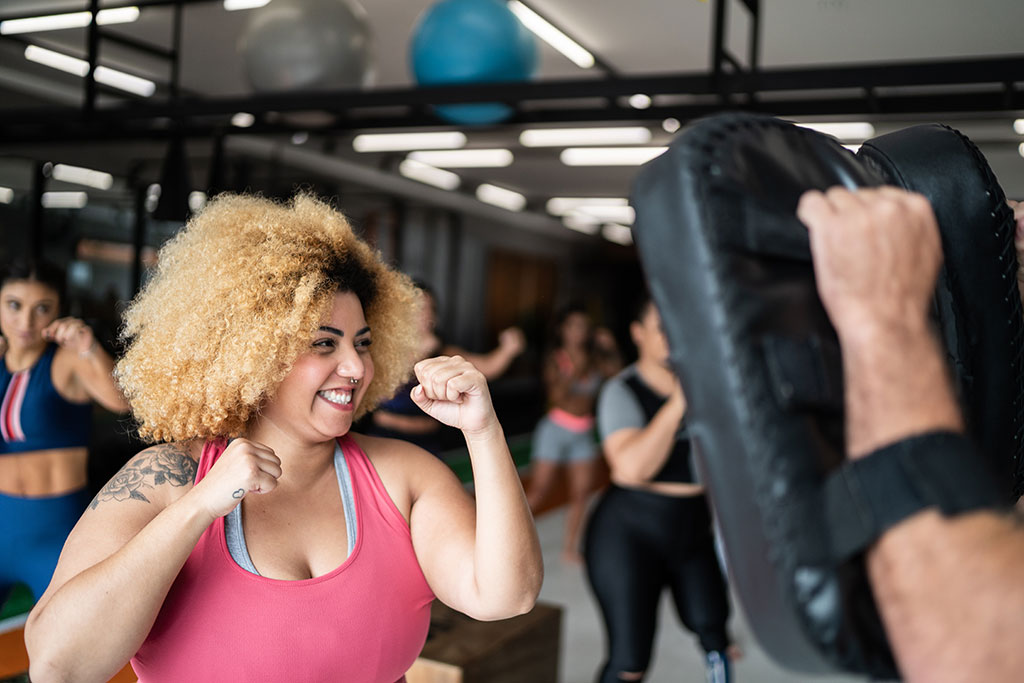 Woman at boxing class