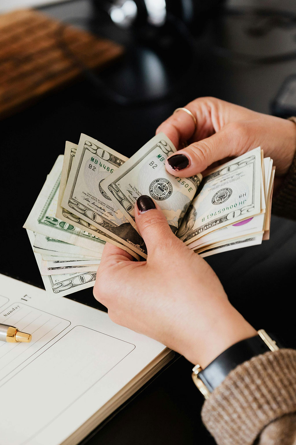 Person going through finances