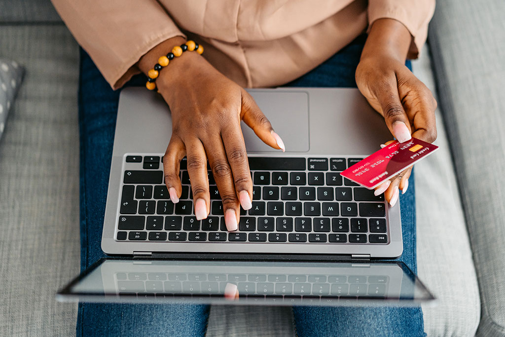 Woman online shopping