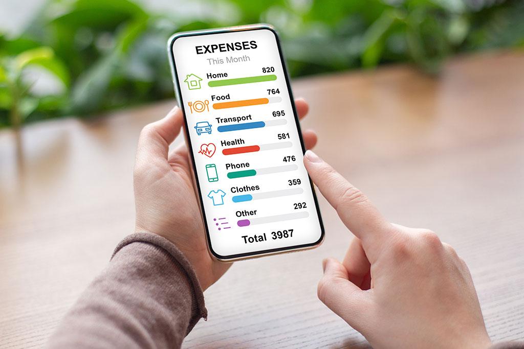 Person budgeting on app