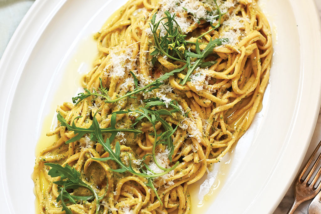 Pasta with Walnut and Rocket Pesto with Vincotto